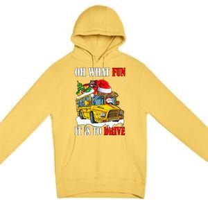 What Funny It Is To Drive Christmas Santa Driving School Bus Gift Premium Pullover Hoodie