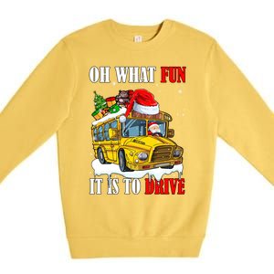 What Funny It Is To Drive Christmas Santa Driving School Bus Gift Premium Crewneck Sweatshirt