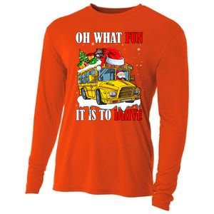 What Funny It Is To Drive Christmas Santa Driving School Bus Gift Cooling Performance Long Sleeve Crew