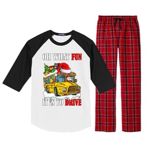 What Funny It Is To Drive Christmas Santa Driving School Bus Gift Raglan Sleeve Pajama Set