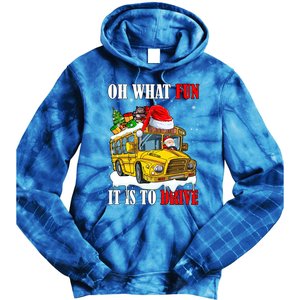 What Funny It Is To Drive Christmas Santa Driving School Bus Gift Tie Dye Hoodie