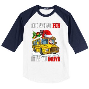 What Funny It Is To Drive Christmas Santa Driving School Bus Gift Baseball Sleeve Shirt