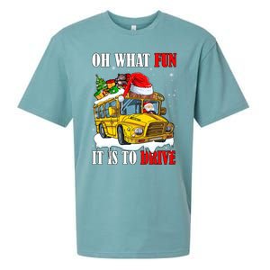 What Funny It Is To Drive Christmas Santa Driving School Bus Gift Sueded Cloud Jersey T-Shirt