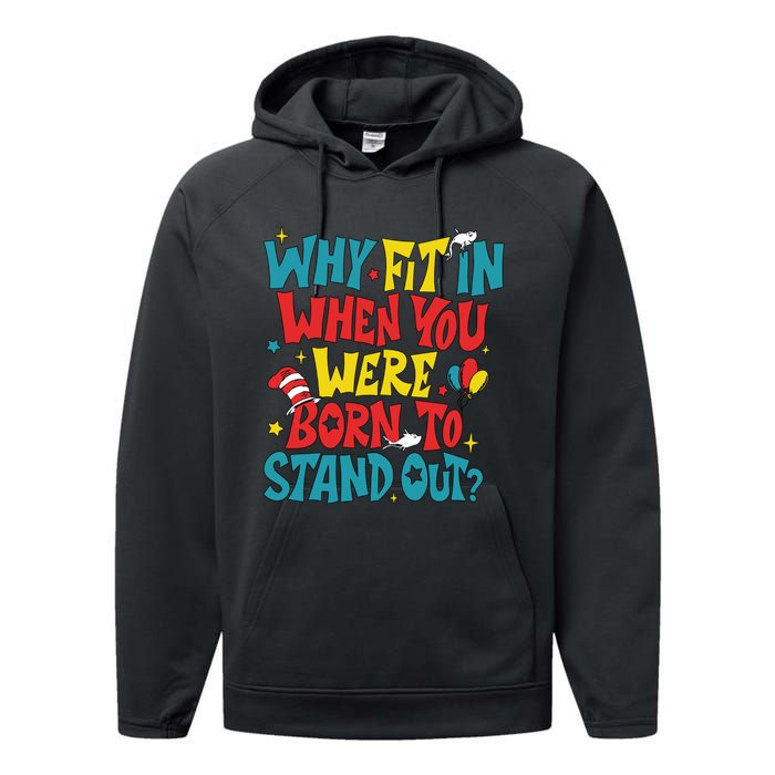 Why Fit In When You Were Born To Stand Out Autism Awareness Performance Fleece Hoodie