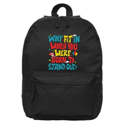 Why Fit In When You Were Born To Stand Out Autism Awareness 16 in Basic Backpack