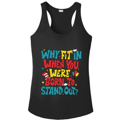 Why Fit In When You Were Born To Stand Out Autism Awareness Ladies PosiCharge Competitor Racerback Tank