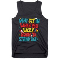 Why Fit In When You Were Born To Stand Out Autism Awareness Tank Top