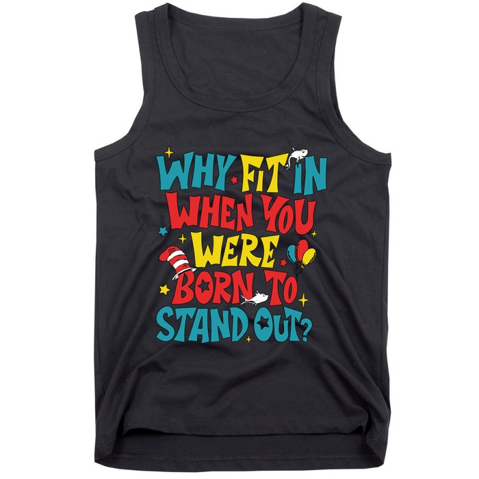 Why Fit In When You Were Born To Stand Out Autism Awareness Tank Top