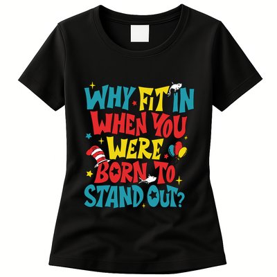 Why Fit In When You Were Born To Stand Out Autism Awareness Womens T-Shirt