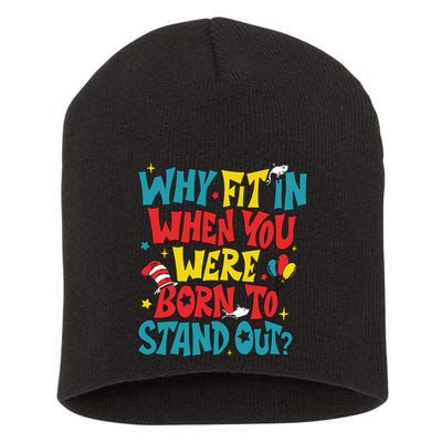 Why Fit In When You Were Born To Stand Out Autism Awareness Short Acrylic Beanie