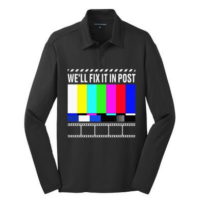 WeLl Fix It In Post Filmmaker Movie Director Filmmaking Silk Touch Performance Long Sleeve Polo