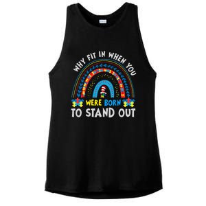 Why Fit In When You Were Born To Stand Out Autism Awareness Ladies PosiCharge Tri-Blend Wicking Tank