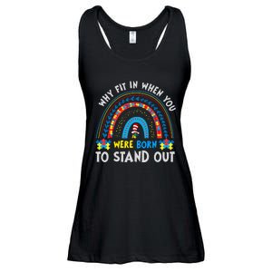 Why Fit In When You Were Born To Stand Out Autism Awareness Ladies Essential Flowy Tank