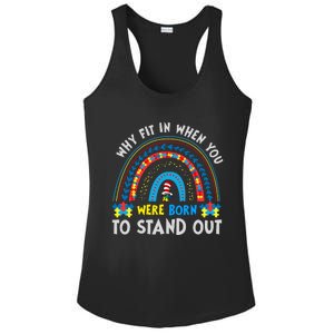 Why Fit In When You Were Born To Stand Out Autism Awareness Ladies PosiCharge Competitor Racerback Tank