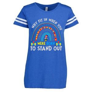 Why Fit In When You Were Born To Stand Out Autism Awareness Enza Ladies Jersey Football T-Shirt