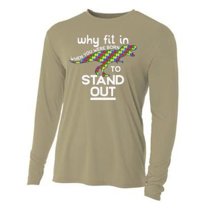 Why Fit In Born To Stand Out Autism Dinosaur Trex Cooling Performance Long Sleeve Crew