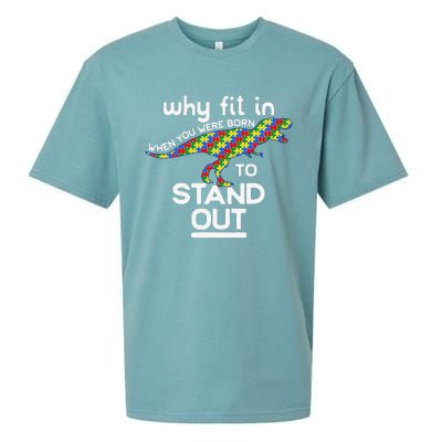 Why Fit In Born To Stand Out Autism Dinosaur Trex Sueded Cloud Jersey T-Shirt