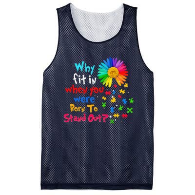 Why Fit In When You Were Born To Stand Out Autism Awareness Mesh Reversible Basketball Jersey Tank