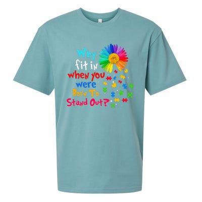 Why Fit In When You Were Born To Stand Out Autism Awareness Sueded Cloud Jersey T-Shirt