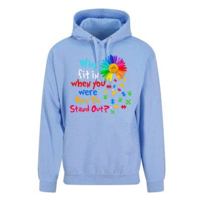 Why Fit In When You Were Born To Stand Out Autism Awareness Unisex Surf Hoodie