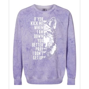 Wolf Face If You Kick Me When I Am Down You Better Pray I Don't Get Up Colorblast Crewneck Sweatshirt