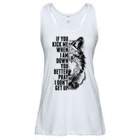 Wolf Face If You Kick Me When I Am Down You Better Pray I Don't Get Up Ladies Essential Flowy Tank
