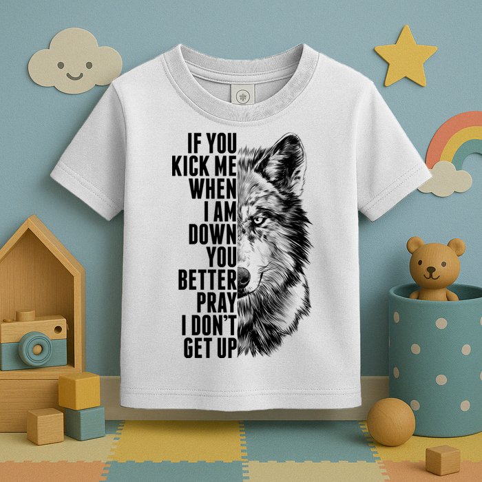 Wolf Face If You Kick Me When I Am Down You Better Pray I Don't Get Up Toddler T-Shirt