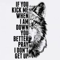 Wolf Face If You Kick Me When I Am Down You Better Pray I Don't Get Up Kids T-Shirt