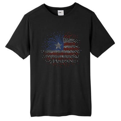 Wavy Flag Inside A Firework 4th Of July Bling Flag Usa Funny Tall Fusion ChromaSoft Performance T-Shirt