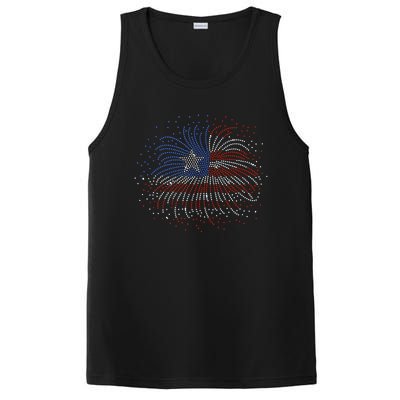 Wavy Flag Inside A Firework 4th Of July Bling Flag Usa Funny PosiCharge Competitor Tank