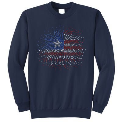 Wavy Flag Inside A Firework 4th Of July Bling Flag Usa Funny Sweatshirt