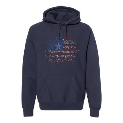 Wavy Flag Inside A Firework 4th Of July Bling Flag Usa Funny Premium Hoodie