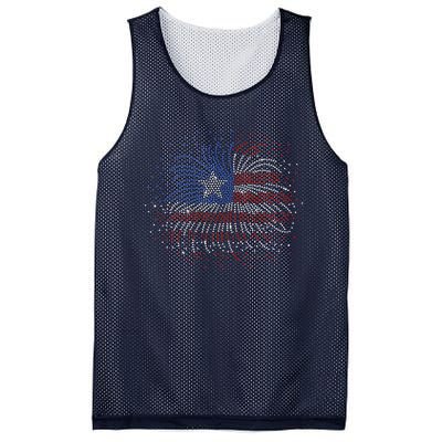 Wavy Flag Inside A Firework 4th Of July Bling Flag Usa Funny Mesh Reversible Basketball Jersey Tank