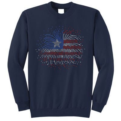 Wavy Flag Inside A Firework 4th Of July Bling Flag Usa Funny Tall Sweatshirt