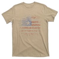 Wavy Flag Inside A Firework 4th Of July Bling Flag Usa Funny T-Shirt