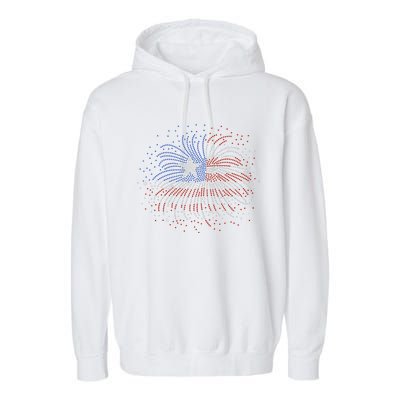 Wavy Flag Inside A Firework 4th Of July Bling Flag Usa Funny Garment-Dyed Fleece Hoodie