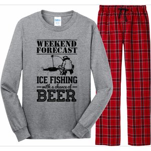 Weekend Forecast Ice Fishing With A Chance Of Beer Long Sleeve Pajama Set