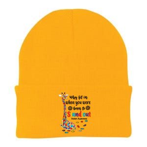 Why Fit In When You Were Born To Stand Out Giraffe Autism Knit Cap Winter Beanie