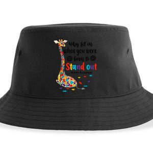 Why Fit In When You Were Born To Stand Out Giraffe Autism Sustainable Bucket Hat