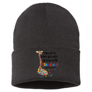 Why Fit In When You Were Born To Stand Out Giraffe Autism Sustainable Knit Beanie