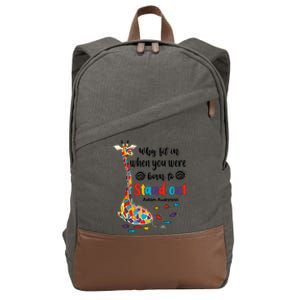 Why Fit In When You Were Born To Stand Out Giraffe Autism Cotton Canvas Backpack