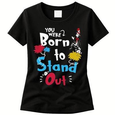 Why Fit In Autism Awareness Doctor Teacher Hat Cat Book  Womens T-Shirt