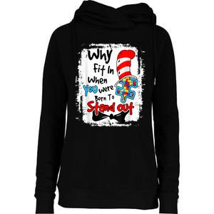 Why Fit In Autism Awareness Doctor Teacher Hat Cat Book Womens Funnel Neck Pullover Hood