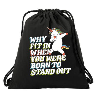 Why Fit In When You Were Born To Stand Out Autism Unicorn Gift Drawstring Bag