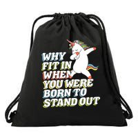 Why Fit In When You Were Born To Stand Out Autism Unicorn Gift Drawstring Bag