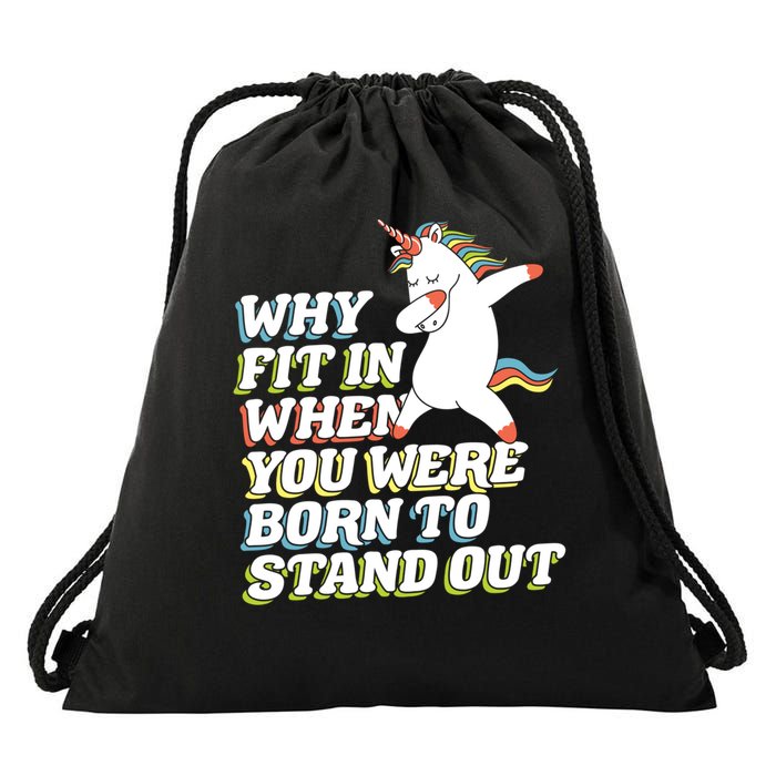 Why Fit In When You Were Born To Stand Out Autism Unicorn Gift Drawstring Bag