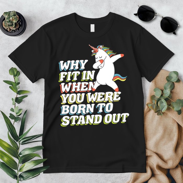 Why Fit In When You Were Born To Stand Out Autism Unicorn Gift Premium T-Shirt