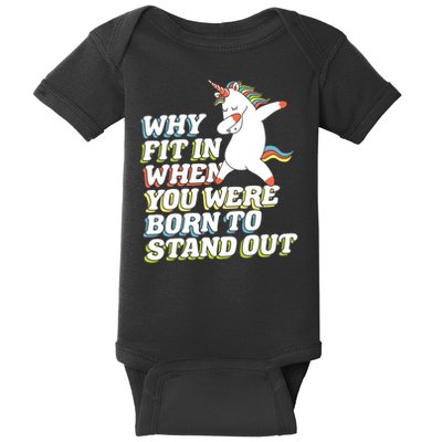Why Fit In When You Were Born To Stand Out Autism Unicorn Gift Baby Bodysuit