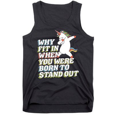 Why Fit In When You Were Born To Stand Out Autism Unicorn Gift Tank Top