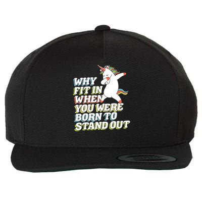 Why Fit In When You Were Born To Stand Out Autism Unicorn Gift Wool Snapback Cap